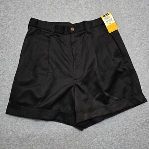 Haggar Men's Black Cool 18 Comfort Equipped Shorts Size 30W X 4" Pleated Comfort